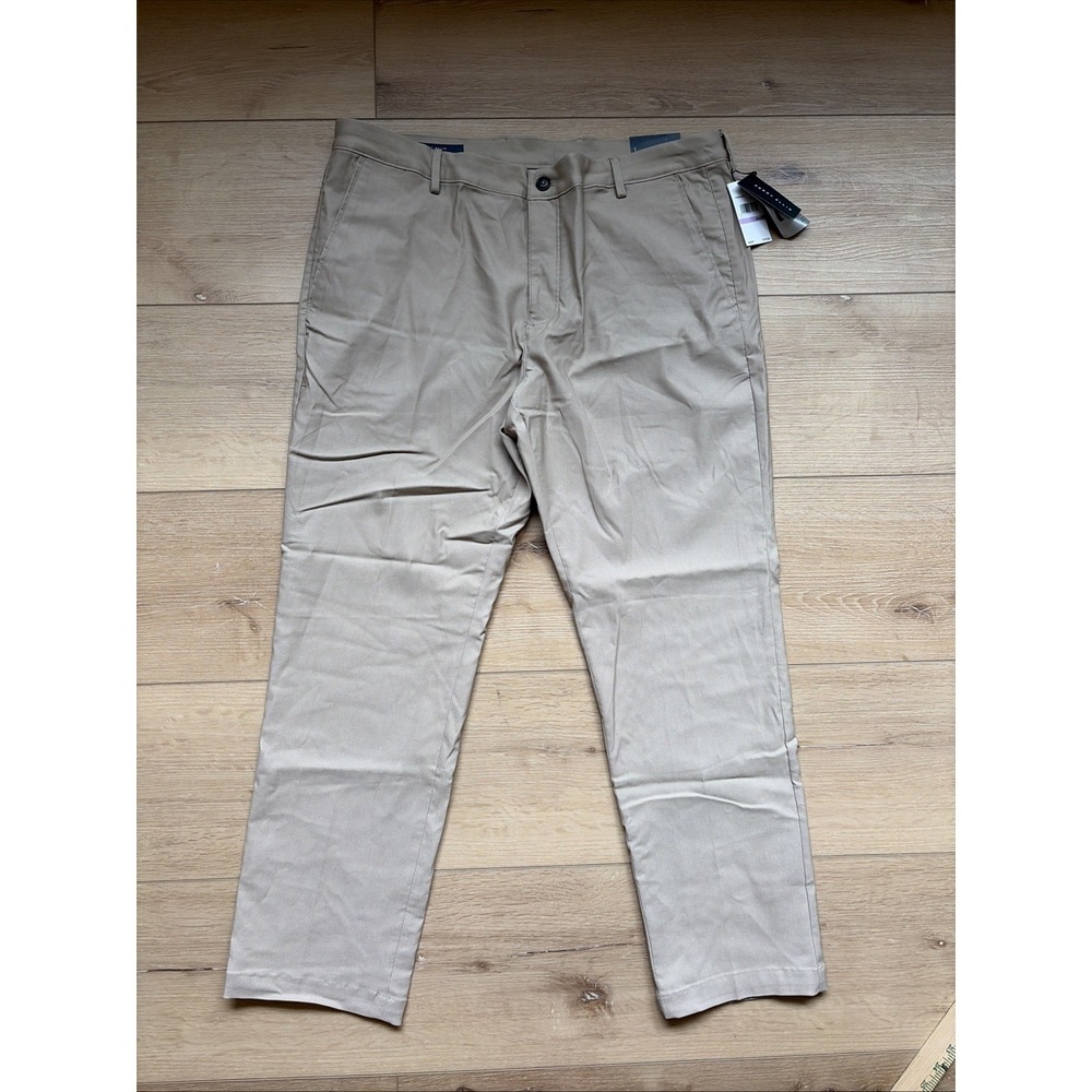 Perry Ellis Motion Mens Slim Fit Performance Dress Pants Khaki Tan Sz 38x30 NWT
